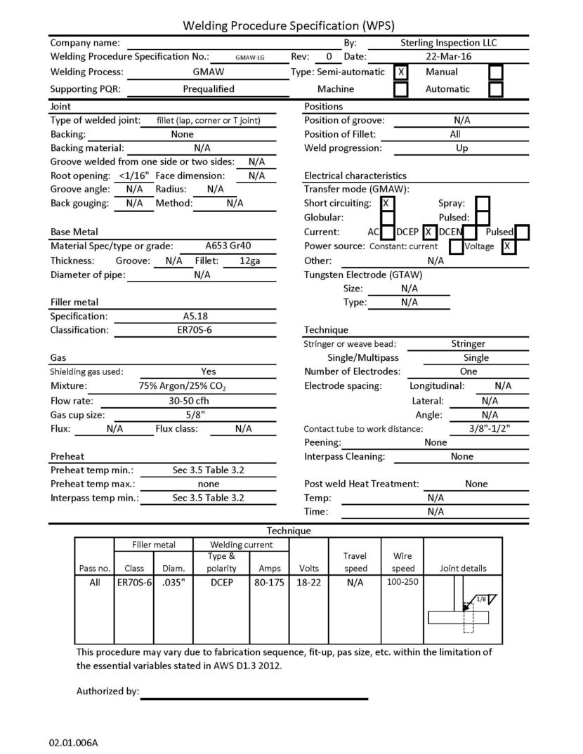 Welding and Procedure Qualification – Sterling Inspection LLC